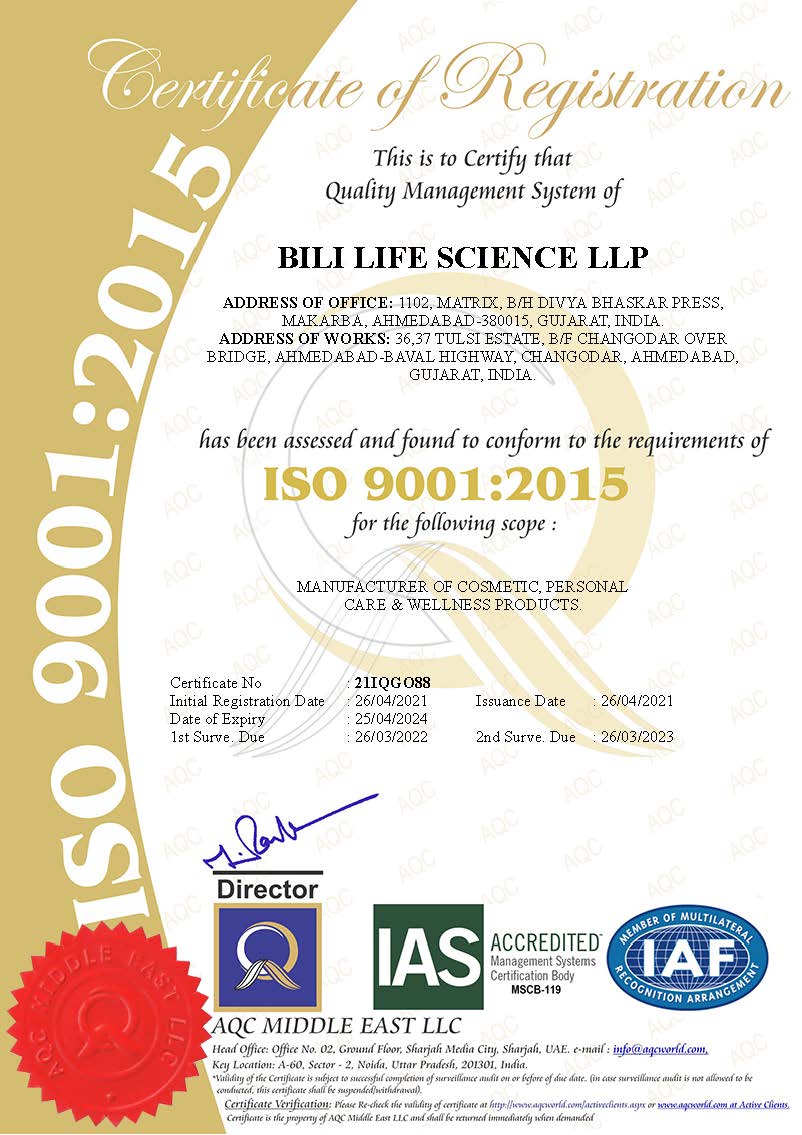 ISO9001-2015_Cosmetic_Manufaturing_Facility_India